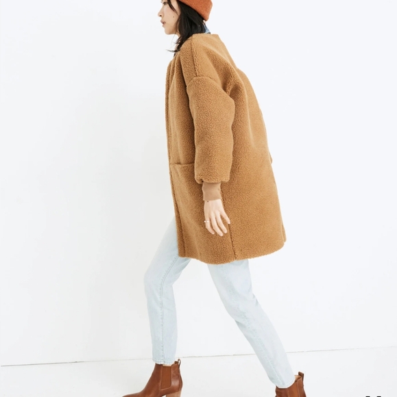 Madewell - Cozy Brown Sherpa Cocoon Coat - Small - Picture 2 of 11
